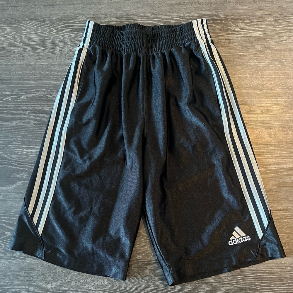 Adidas | Youth Athletic Shorts | Black, Light Gray Piping | M